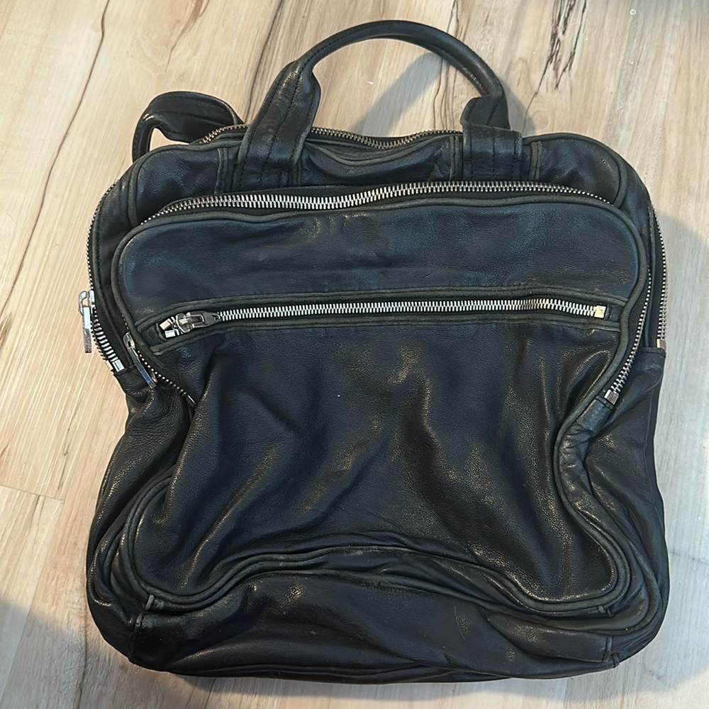 Alexander Wang Black Leather Tote with Zipper Accents